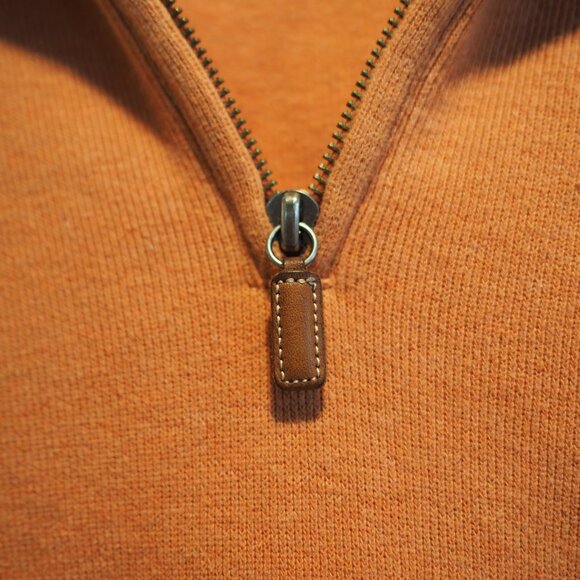 Polo by Ralph Lauren Men's Rust Orange Quarter-zip Sweater sz Medium 100% Cotton - Picture 5 of 15